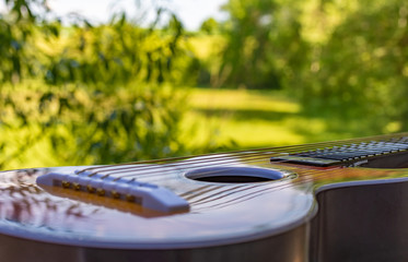 guitar in closeup in selective focus