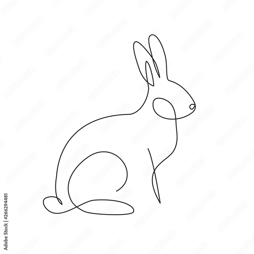 Wall mural Rabbit simple line art