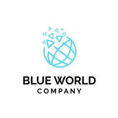 globe earth circle logo design with spread triangle shapes