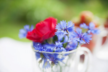 Obraz na płótnie Canvas Bouquet from wild cornflower. Summer close up picture