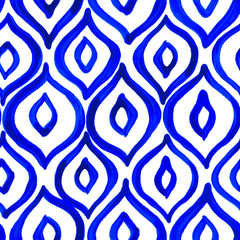 Seamless pattern with creative texture. Ink background of paint strokes. Blue decore.