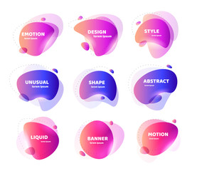 Set of Modern abstract vector banner. Flat geometric colorful liquid shape. Colored design template of a logo, flyer, banner, presentation. Concept design for business. Isolated vector illustration.