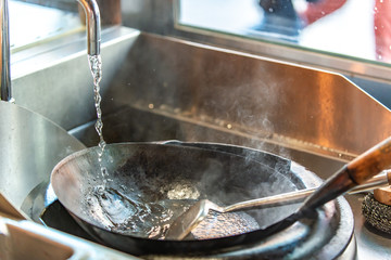 Water dropping on frying pan