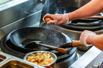 cooking in kitchen