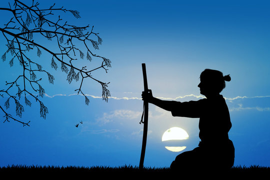 illustration of samurai with sword
