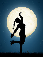 girl dancing in the moonlight