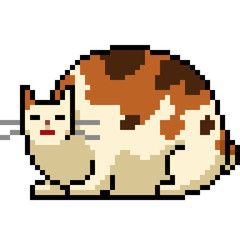 Obraz premium vector pixel art fat cat