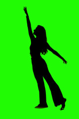 Fototapeta na wymiar Perfil de una chica joven en dos tonos de color, con pose de bailarina.