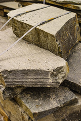 Fototapeta na wymiar Stone masonry material on construction site