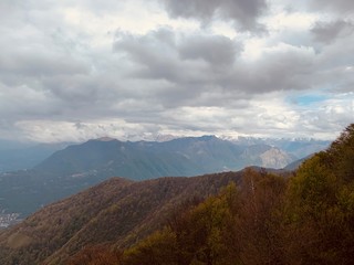 Beautiful view from the top of the mountain. Forest in the mountain 