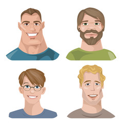 Vector set of stylized male avatars or portraits