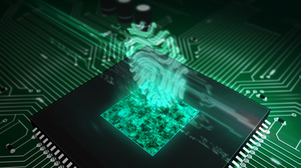 CPU on board with fingerprint hologram