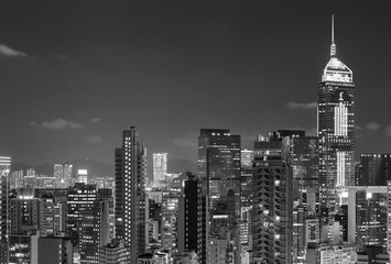 Fototapeta premium Panoramę miasta Hongkong w nocy