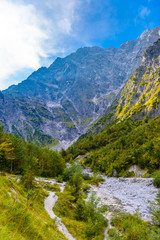 Fototapeta na wymiar Mountains valley near Koenigssee, Konigsee, Berchtesgaden National Park, Bavaria, Germany