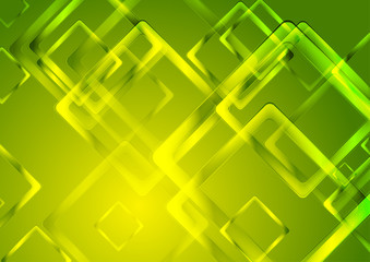 Fototapeta na wymiar Green yellow geometric background with glossy squares