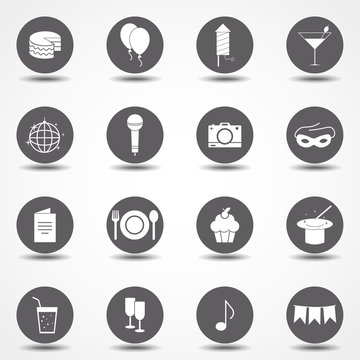 Party Icons and Celebration Icons with White Background