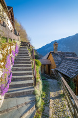 Treppe in Hallstatt in den Alpen von &Ouml;sterreich