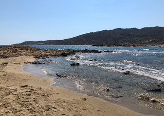 Fototapeta na wymiar Manganari beach in Ios island, Cyclades, Greece.