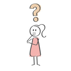 Stick Figure - woman with question mark