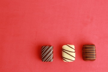 Delicious assorted bonbons cocoa chocolates from Belgium