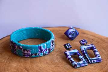 Handmade jewelry collection of polymer clay.