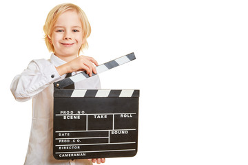 Kind als Reggiseur mit Filmklappe - obrazy, fototapety, plakaty