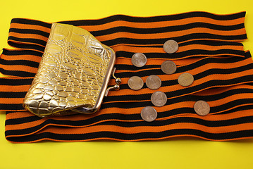 Wallet with money, St. George ribbon, May 9th.