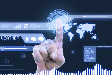 Person touching weather screen