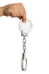 Man presenting handcuffs