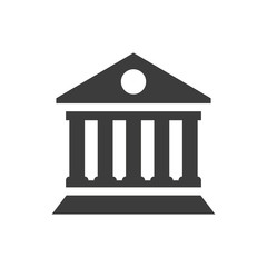 Bank building icon on white background.
