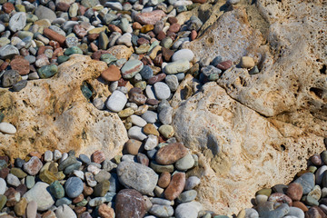 Fototapeta na wymiar Pebble stone close up and background