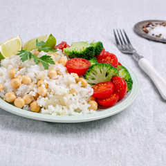 White fried rice with vegetables