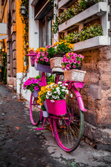 Naklejka na ściany i meble Picturesque street view in Trastevere, Rome