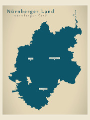 Modern Map - Nuernberger Land county of Bavaria DE