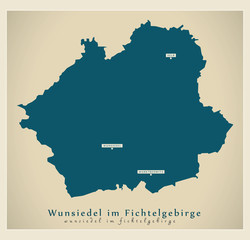 Modern Map - Wunsiedel im Fichtelgebirge county of Bavaria DE