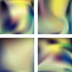 Obraz premium Set with abstract blurred backgrounds. Vector illustration. Modern geometrical backdrop. Abstract template. Yellow, gray, blue colors.