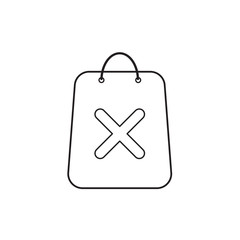 Fototapeta premium Vector icon concept of shopping bag with x mark. Black outline.