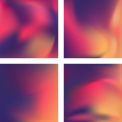 Fototapeta premium Set with abstract blurred backgrounds. Vector illustration. Modern geometrical backdrop. Abstract template. Yellow, pink, orange colors.