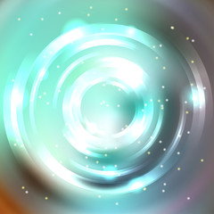 Abstract background with luminous swirling backdrop. Vector infinite round tunnel of shining flares. Blue, gray colors.