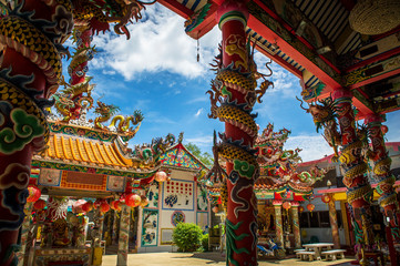 Oriental Chinese temple in bright colors