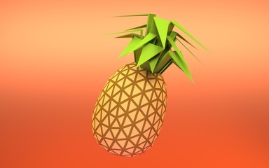 Pineapple. Abstract image.Geometric. Low poly pineapple. Polygonal illustration.