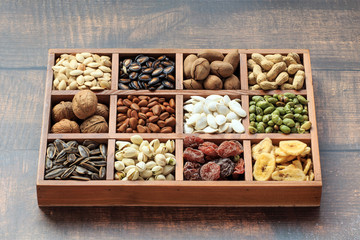 A variety of delicious dried fruits