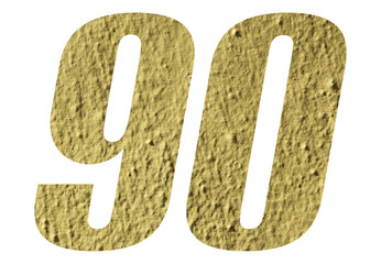 Number 90 with yellow wall on white background
