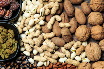 A variety of delicious dried fruits
