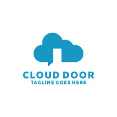 Unique Combination Cloud and Door Logo Design Concept.  Creative Cloud Symbol. Style Negatif Space And Modern Icon. Technology Cloud And Door Combination Idea. 