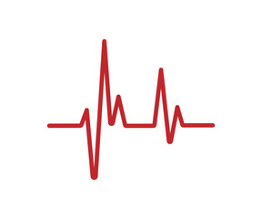 Red Heartbeat line isolated on white background. Heartbeat icon
