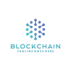 Block Chain Logo Technology Icon. Digital Vector Modern Symbol. Company Logo Design Inspiration.