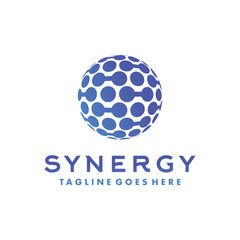 Synergy Logo For Company. Technology Icon And Digital Vector. Modern Symbol Design Inspiration. Vector Community Circle Design. Idea Graph Data Connection. Globe Energy Creative.