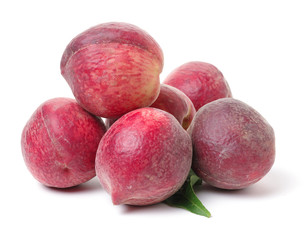 ripe peach on white background