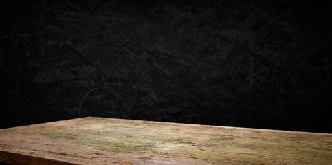 background barrel and worn old table of wood